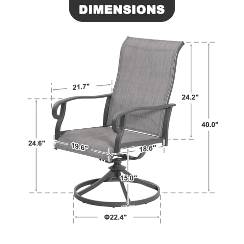 NUU GARDEN 2-Piece Patio Swivel Chairs, Swivel Dining Set, Light Gray