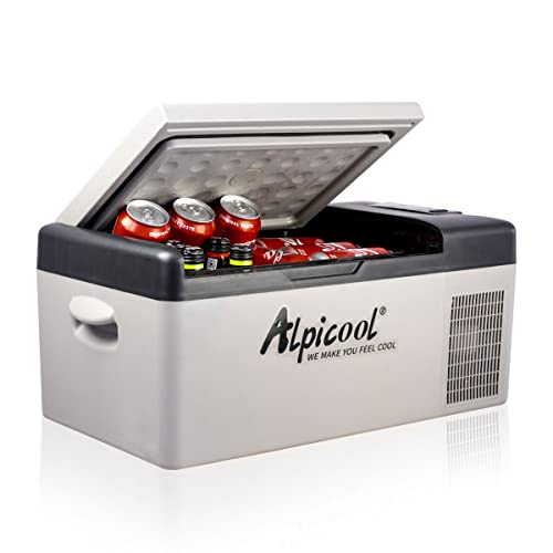 Alpicool C15 Portable Car Freezer,12 Volt Refrigerator, 16 Quart (15 Liter) Fast Cooling 12V Car Fridge -4℉~68℉, Car Cooler, 12/24V DC and 100-240V AC for Outdoor, Camping, RV, Truck, Boat