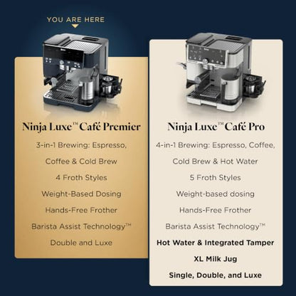 Ninja Luxe Café Premier 3-in-1 Espresso Machine, Drip Coffee, & Cold Brew