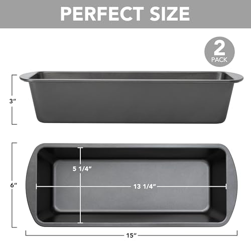 Tiawudi Extra Large Bread Pan, 13" x 5" Long Loaf Pan, Nonstick Baking Pan, Rectangular Loaf Tin, Set of 2