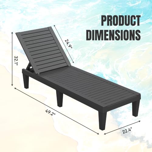 WTFGO Outdoor Chaise Lounge Chair Set of 2, Black