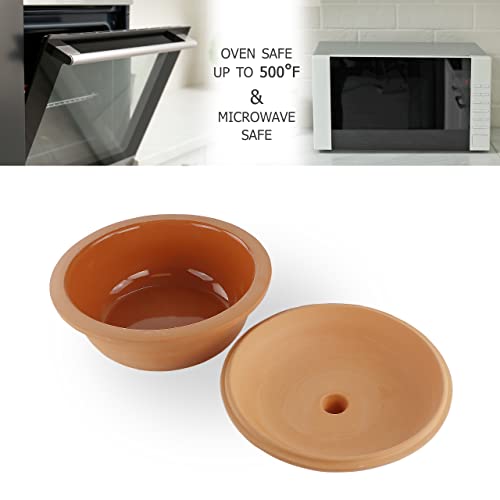 Reston Lloyd Eurita 4 Quart Terracotta Clay Non Stick Dutch Oven – Natural, Lead Cadmium‑Free, Oven & Microwave Safe, Rustic Slow-Cooker Pot Roasting & Casseroles, Healthy cooking with recipe guide