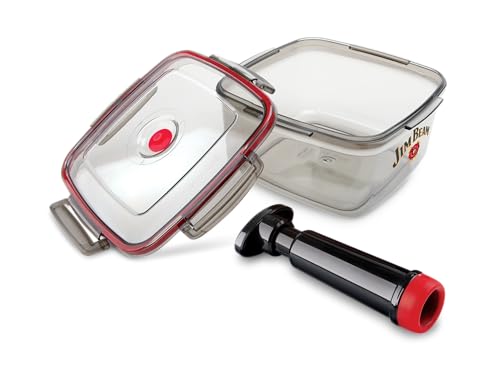 Jim Beam Vacuum Seal Marinade Box, Air Sealed Pump, Removes air from the Marinade Box, Speedy Marination Process, Barbecue and Grilling Marinator, Perfect Marination of Beef, Chicken and Fish