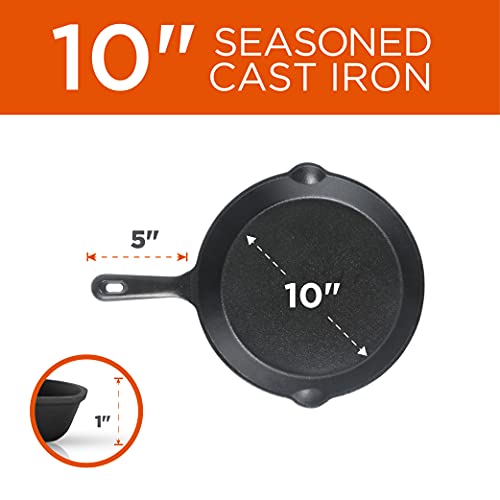 Commercial CHEF 3-Piece Cast Iron Skillet Set – 8 inch, 10 inch, and 12 inch - Pre-seasoned Cast Iron Cookware