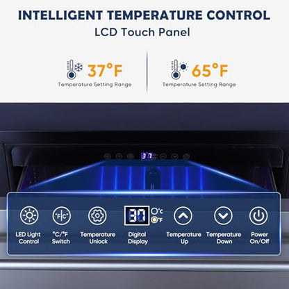 MZAVP 24 Inch Double Drawer Fridge, Stainless Steel Outdoor Beverage Refrigerator for Patio and Kitchen, Freestanding or Built-In, Mobile Grid Organizer, Home and Commercial Use
