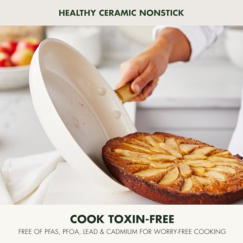 GreenPan Hard Anodized Healthy Ceramic Nonstick 10 Piece Cookware Pots and Pans Set, Gold-Tone Stainless Steel Handles, PFAS & PFOA-Free, Dishwasher Safe, Oven & Broiler Safe, Cream White