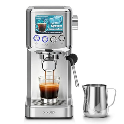 XIXUBX Cold Brew Espresso Machine with Milk Frother, Grey