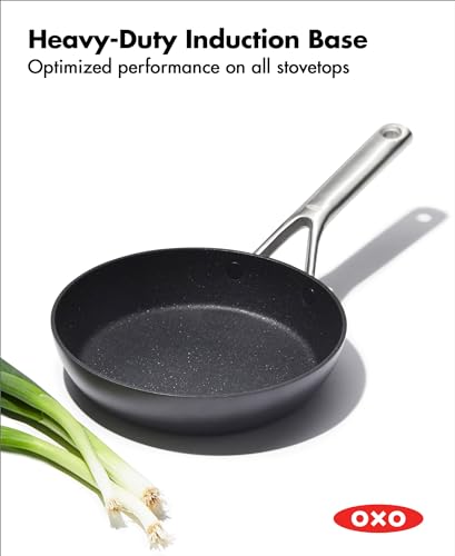 OXO Professional 8" Frying Pan Skillet, Hard Anodized Ceramic Nonstick Cookware PFAS-Free, Induction Suitable, Stainless Steel Handle, Diamond Reinforced Coating, Dishwasher Safe, Oven Safe, Black