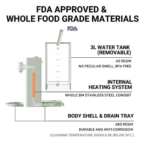 BUYDEEM S9013 Instant Hot Water Dispenser, Countertop Water Boiler & Warmer for Tea, Coffee and Baby Formula, Adjustable 8 Temperatures & 5 Water Outputs, 3L Water Tank(102oz), Green