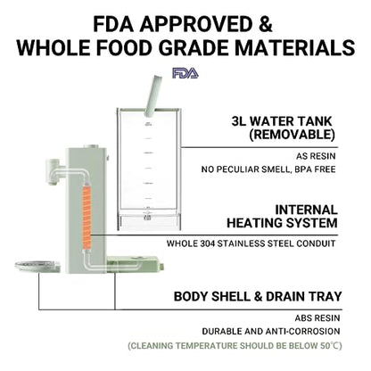 BUYDEEM S9013 Instant Hot Water Dispenser, Countertop Water Boiler & Warmer for Tea, Coffee and Baby Formula, Adjustable 8 Temperatures & 5 Water Outputs, 3L Water Tank(102oz), Green