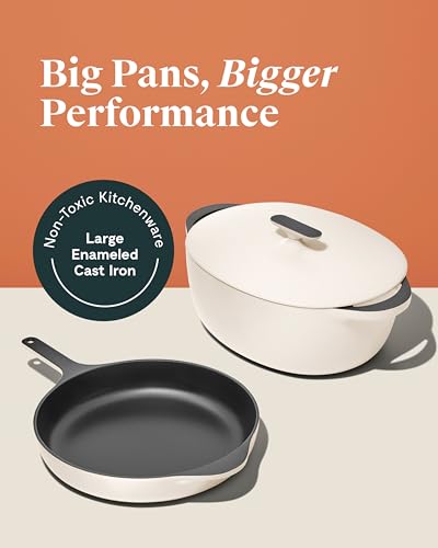 Caraway Enameled Cast Iron Dutch Oven - 8qt Dutch Oven With Lid - 3 Layer Enamel Coating - No Seasoning Required - Compatible With All Stovetops - Oven Safe - No Forever Chemicals - Cream