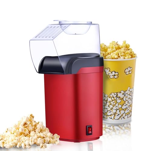 Electric Popcorn Machine with Measuring Spoon, Hot Air Popcorn Maker
