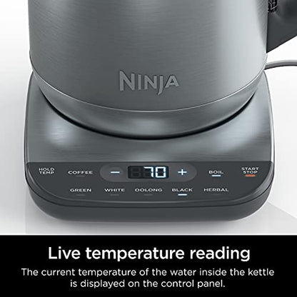 Ninja KT200 Precision Temperature Electric Kettle, 1500 watts, BPA Free, Stainless, 7-Cup Capacity, Hold Temp Setting, Silver