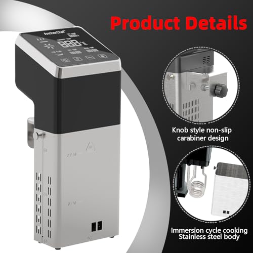 Anchorchef 1400W Sous Vide Cooker, Precision Immersion Circulators with large Touchscreen Accurate Temperature Timer (silver)