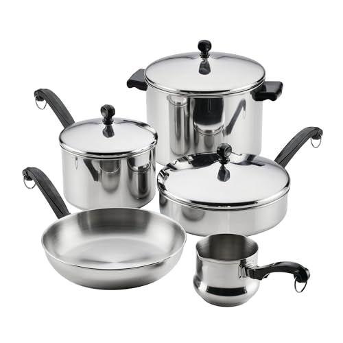 Farberware Classic Series Anniversary Edition Cookware Set, 8-Piece, Stainless Steel Pot and Pan Set