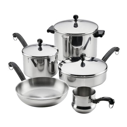 Farberware Classic Series Anniversary Edition Cookware Set, 8-Piece, Stainless Steel Pot and Pan Set