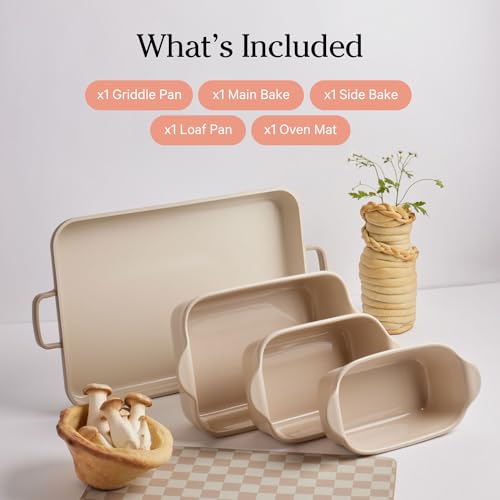Our Place Bakeware Set | 5-Piece Ceramic Bakeware Collection with Stovetop-to-Oven Griddle Pan | PFAS-Free Non-Toxic Nonstick Pans, Oven Mat & Baking Dishes | Steam
