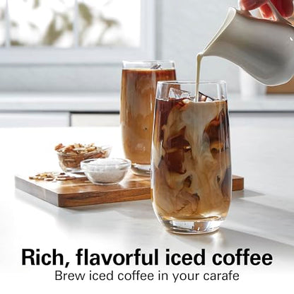 Hamilton Beach 12 Cup Programmable Hot & Iced Coffee Maker, Glass Carafe, Auto-Pause and Pour, 4-Hour Auto Shutoff, Black with Chrome Accents (43690J)