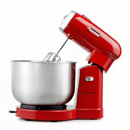 OVENTE Electric Stand Mixer, 3.5 QT, 5 Mixing Speeds, 250W, Red SM680R