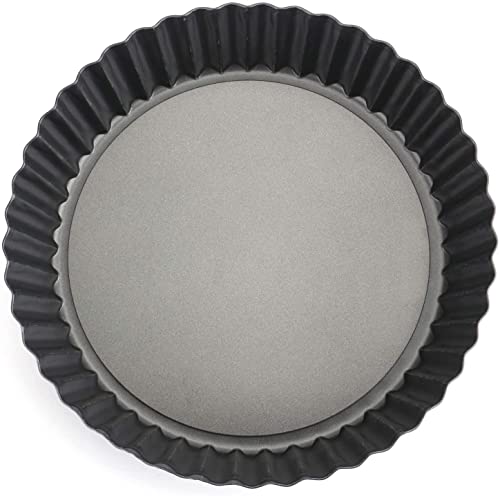 Tosnail 2 Pack Deep Tart Pan, 9.5" x 2" Quiche Pie Pan with Removable Loose Bottom, Fluted Baking Pan