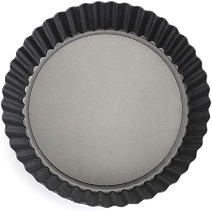 Tosnail 2 Pack Deep Tart Pan, 9.5" x 2" Quiche Pie Pan with Removable Loose Bottom, Fluted Baking Pan