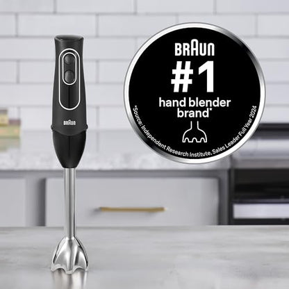 Braun MultiQuick 5 Immersion Hand Blender with Dual Speed + Turbo and Patented Technology, 350W - Includes Beaker and Whisk, Black, MQ505