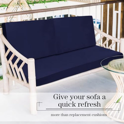 Newwiee 8 Pcs Stretch Patio Outdoor Cushion Covers Replacement,Navy Blue