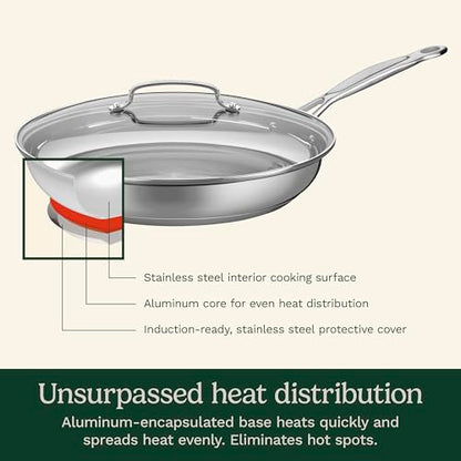 Cuisinart 12 Inch Skillet with Glass Cover, Chef's Classic Collection, 722-30G