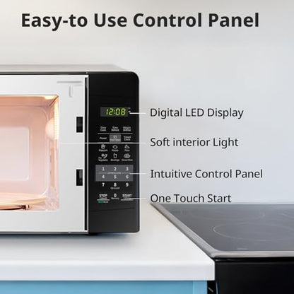 COMFEE' EM720CPL-PMB Countertop Microwave Oven with Sound On/Off, ECO Mode and Easy One-Touch Buttons, 0.7cu.ft, 700W, Black