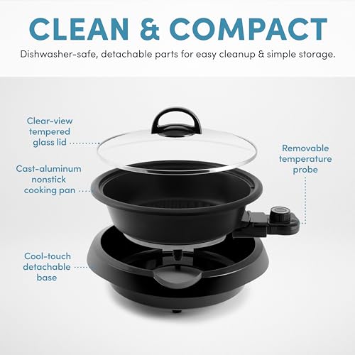 Aroma Housewares ASP-137B 3-Quart/10-inch 3-in-1 Super Pot with Grill Plate, Black