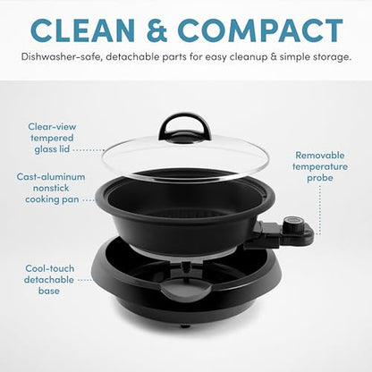 Aroma Housewares ASP-137B 3-Quart/10-inch 3-in-1 Super Pot with Grill Plate, Black