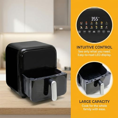 OLIXIS Air Fryer with Window 7.9QT, 12-In-1 Large Airfryer for Family, 400°F Rapid Air Crispy Technology, Roast Bake Dehydrate Reheat, Nonstick & Easy-Clean Basket, 1800W, Black
