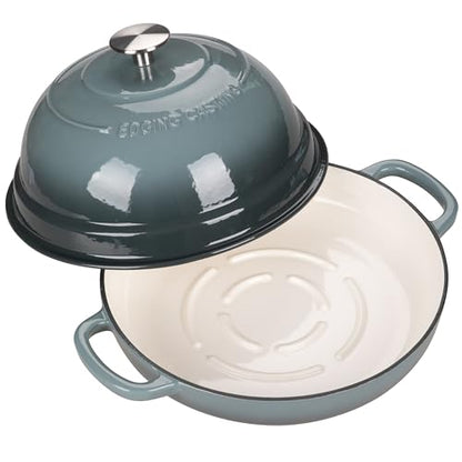 EDGING CASTING Enameled Cast Iron Dutch Oven Pot with Lid, Round Bread Oven for Homemade Sourdough Bread Baking, 6 Quart, Slateblue