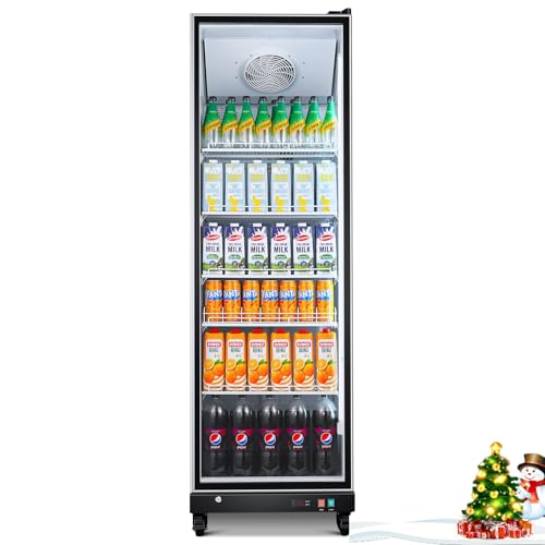 BODEGACOOLER Commercial Beverage Refrigerator with Glass Door,12.5 Cu.Ft Commercial Drink Refrigerator,Upright Large Display Merchandiser Beverage Bar Cooler with Soft LED Light,Adjustable Shelves
