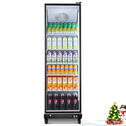 BODEGACOOLER Commercial Beverage Refrigerator with Glass Door,12.5 Cu.Ft Commercial Drink Refrigerator,Upright Large Display Merchandiser Beverage Bar Cooler with Soft LED Light,Adjustable Shelves
