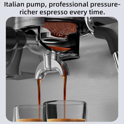 (2026 Upgrade) 15 Bar Espresso Machine with Built-in Anti-Clog Coffee Grinder, Expresso Coffee Machines with Milk Steam Wand/Frother/Tamping Tools,Espresso Maker with Grinder for Lattes-Almond
