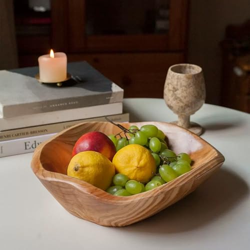 ZENFUN Wood Root Dish Bowl, Natural Wooden Bowl Snack Bowl, Handmade Serving Bowl for Candy, Bread, Snacks, Serving Appetizer Display, 7.8''-9.5'' Diameter