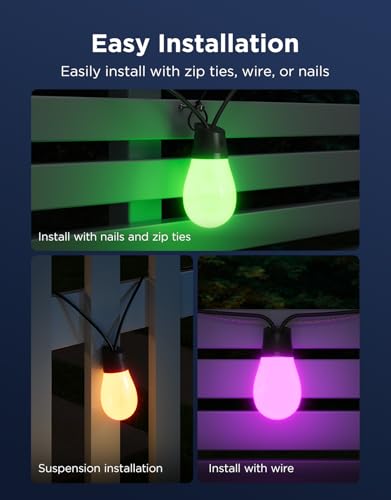 Govee S14 Bulb Outdoor String Lights 2, 96ft Smart RGBIC Warm White Patio Lights with 15 LED Bulbs, 111 Scene Modes for Outdoor Decor, Upgraded IP66 Compatible with Alexa, Google, Matter, APP Control