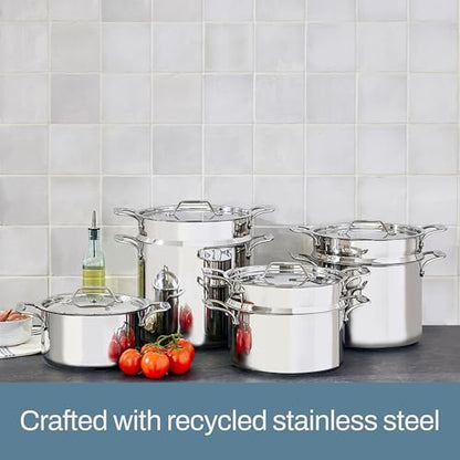 All-Clad Simply Strain Stainless Steel Stockpot, Multipot With Insert & Lid, 16 Quart Induction Oven Broiler Safe 600F, Strainer, Pasta Strainer with Handle, Steamer Pot, Pots and Pans, Silver