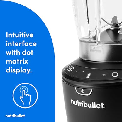 nutribullet SmartSense Blender Combo, 1400W, 64oz Pitcher, 32oz & 24oz Cups, 5-Speed, Smoothies, Ice and Frozen Fruit, Nut Milk, Soup, Matte Black, NBF50700AK