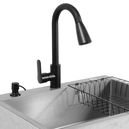 Freestanding Utility Sink, 30.71In Laundry Sink with Cabinet Indoor & Outdoor Utility Tub Pull-out Faucet&Gravity Ball&Drain Basket Heavy Duty for Laundry Garage Outdoor Kitchen Garden (Grey)