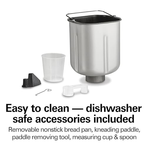 Hamilton Beach Digital Electric Bread Maker Machine Artisan and Gluten-Free, 2 lbs Capacity, 14 Settings, White and Stainless Steel (29987)