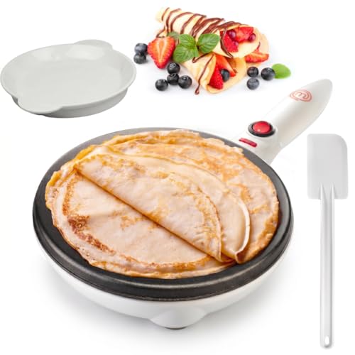 MasterChef Cordless Crepe Maker w Nonstick Dipping Plate plus Electric Base & Spatula, Includes Recipe Guide, Compact Baker Machine for Thin Homemade Crepes, Baked Dessert Treats, Breakfast or Brunch