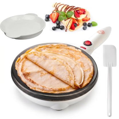 MasterChef Cordless Crepe Maker w Nonstick Dipping Plate plus Electric Base & Spatula, Includes Recipe Guide, Compact Baker Machine for Thin Homemade Crepes, Baked Dessert Treats, Breakfast or Brunch