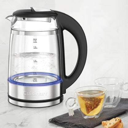 Cuisinart 1.7L Glass Variable Temperature Control Electric Kettle 110°F–212°F with Touchscreen Controls, Illumination, Dual‑Layer Cool‑Touch Design & Nondrip Spout