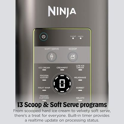 Ninja CREAMi Scoop & Swirl Ice Cream Maker, Soft Serve Desserts, Sorbet, Milkshakes, Frozen Yogurt and More, 13-in-1 Programs, Includes Handle and Two 16 oz 2-in-1 Pints, Blue, NC701ND