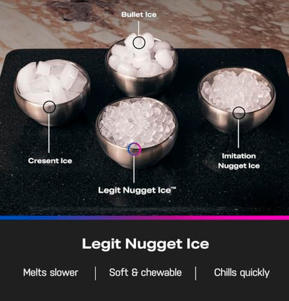 GE Profile Opal MINI PRO Nugget Ice Maker w/Side Tank, Portable Countertop Pebble Ice Machine, 36 lbs/Day, Top Fill, 6 Pack Descaler & Scoop, Stainless Steel