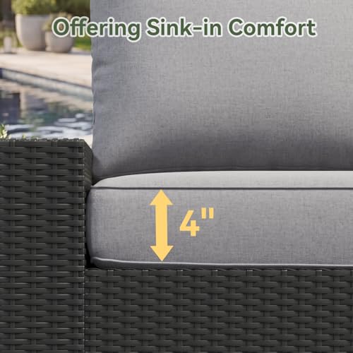 Aoxun 13-Piece Widen Armrests Patio Furniture Set with 44" Fire Pit Table