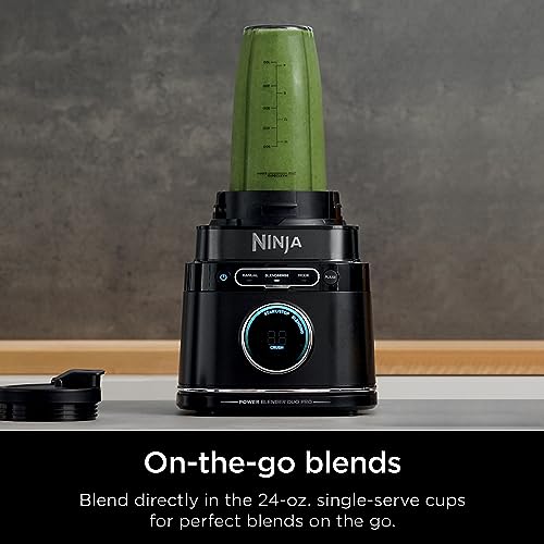 Ninja Full Size & Personal Blender I All-in-One | For-Smoothies, Food and More | BlendSense Tech I Includes 72 oz. Pitcher & (2) 24 oz. To-Go Cups with Lids | 1800 Peak Watt | Black | TB301