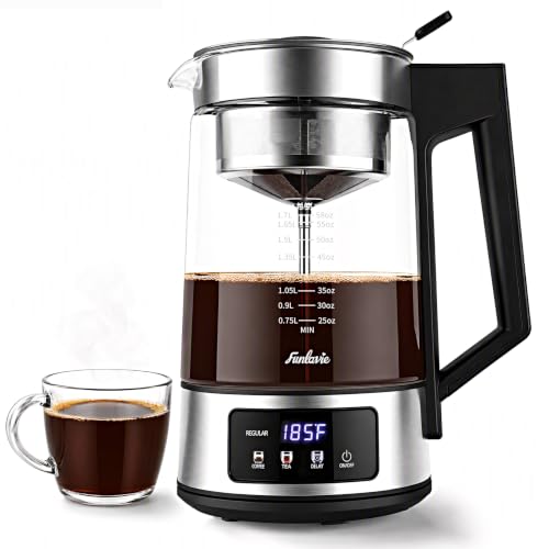 FUNLAVIE 12-Cup Electric Percolator Coffee Pot, 3 Brew Strength Settings